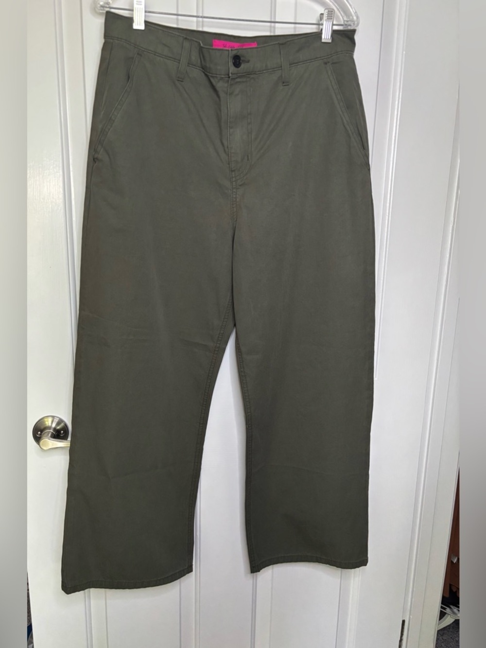 NWT THE ELDER STATESMAN Olive Green Cropped Wide Leg Casual Pants Size 30